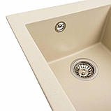 Гранітна мийка для кухні Platinum 4150 SOKIL матова (айворі), фото 4
