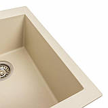 Гранітна мийка для кухні Platinum 4150 SOKIL матова (айворі), фото 6