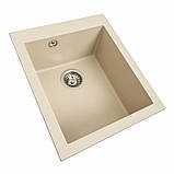 Гранітна мийка для кухні Platinum 4150 SOKIL матова (айворі), фото 7