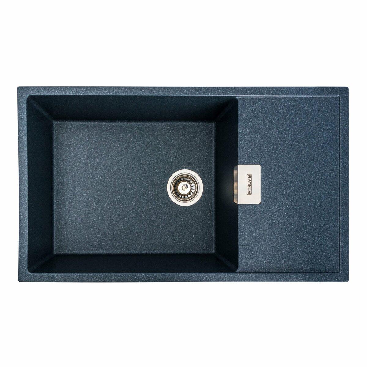 Гранітна мийка для кухні Platinum 8650 DIAMOND матова (антрацит), фото 1