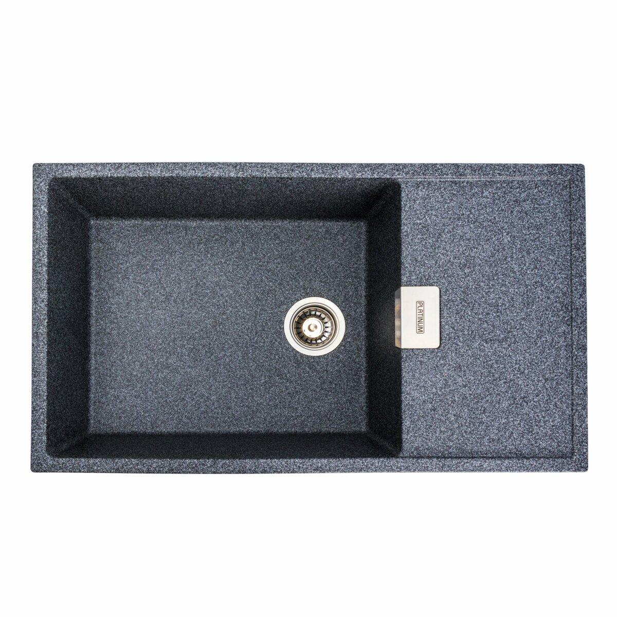 Гранітна мийка для кухні Platinum 8650 DIAMOND матова (графіт), фото 1