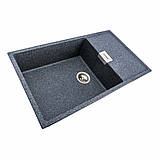 Гранітна мийка для кухні Platinum 8650 DIAMOND матова (графіт), фото 7