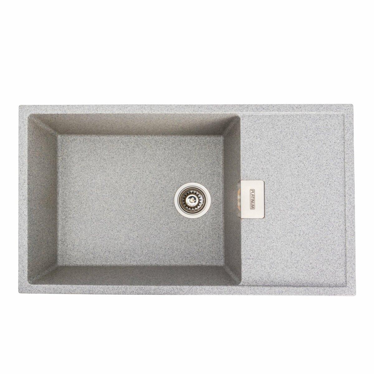 Гранітна мийка для кухні Platinum 8650 DIAMOND матова (сіра), фото 1