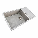 Гранітна мийка для кухні Platinum 8650 DIAMOND матова (сіра), фото 7