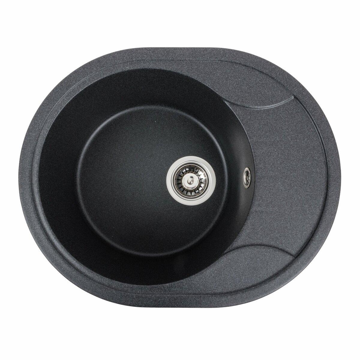 Гранітна мийка для кухні Platinum 5847 ONYX матовий Карбон, фото 1