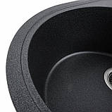 Гранітна мийка для кухні Platinum 5847 ONYX матовий Карбон, фото 4