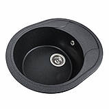 Гранітна мийка для кухні Platinum 5847 ONYX матовий Карбон, фото 7