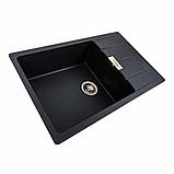 Гранітна мийка для кухні Platinum 7850 ROMA матовий Карбон, фото 6