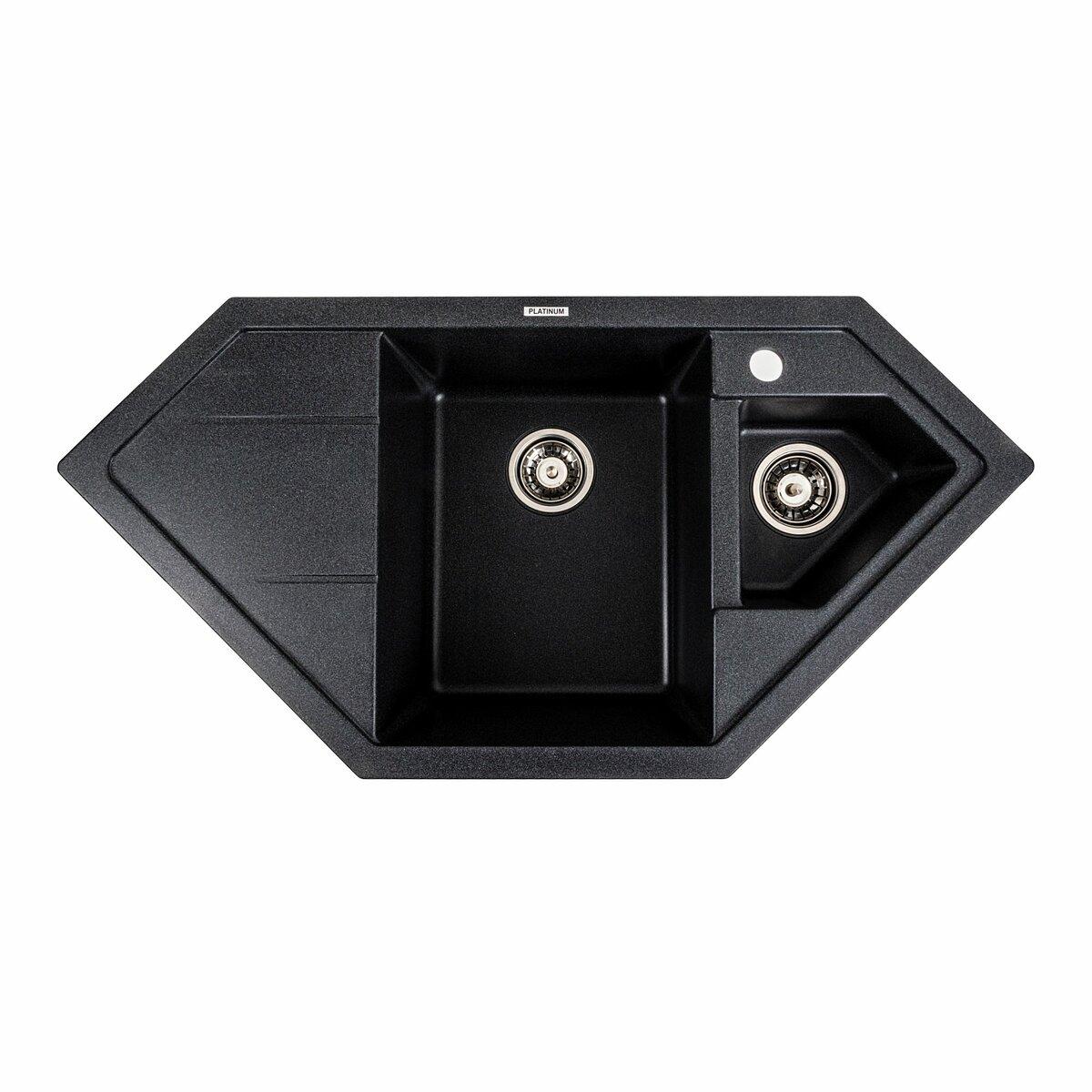 Гранітна мийка для кухні Platinum 9950 PANDORA матовий Карбон, фото 1