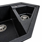 Гранітна мийка для кухні Platinum 9950 PANDORA матовий Карбон, фото 3