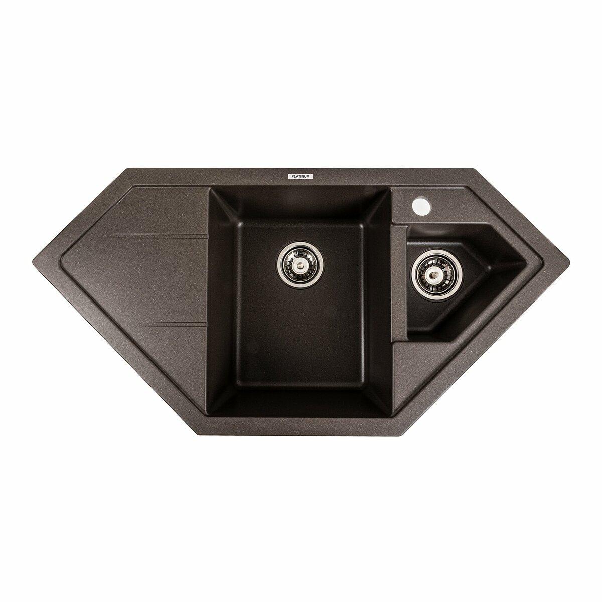 Гранітна мийка для кухні Platinum 9950 PANDORA матова Темна скеля, фото 1