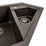 Гранітна мийка для кухні Platinum 9950 PANDORA матова Темна скеля, фото 4