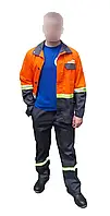 Костюм рабочий. Костюм робочий з светоотражающими вставками серо-оранжевый. Костюм рабочий Арселор Миттал.