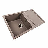 Гранітна мийка для кухні Platinum 7950 Selena матова Дюна, фото 5