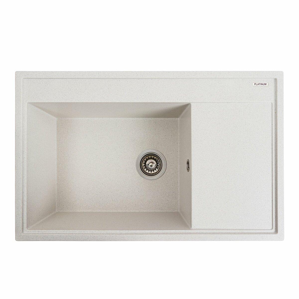 Гранітна мийка для кухні Platinum 7950 AZURIT матова Біла в крапку, фото 1