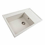 Гранітна мийка для кухні Platinum 7950 AZURIT матова Біла в крапку, фото 3