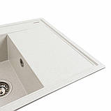 Гранітна мийка для кухні Platinum 7950 AZURIT матова Біла в крапку, фото 4