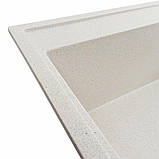 Гранітна мийка для кухні Platinum 7950 AZURIT матова Біла в крапку, фото 5