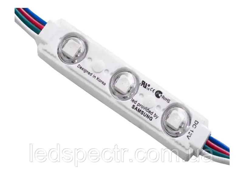 Світлодіоднй модуль Samsung 5050-3smd 12V IP65 RGB з лінзою