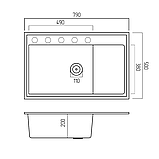 Гранітна мийка для кухні Platinum 7950 AZURIT матовий Топаз, фото 4