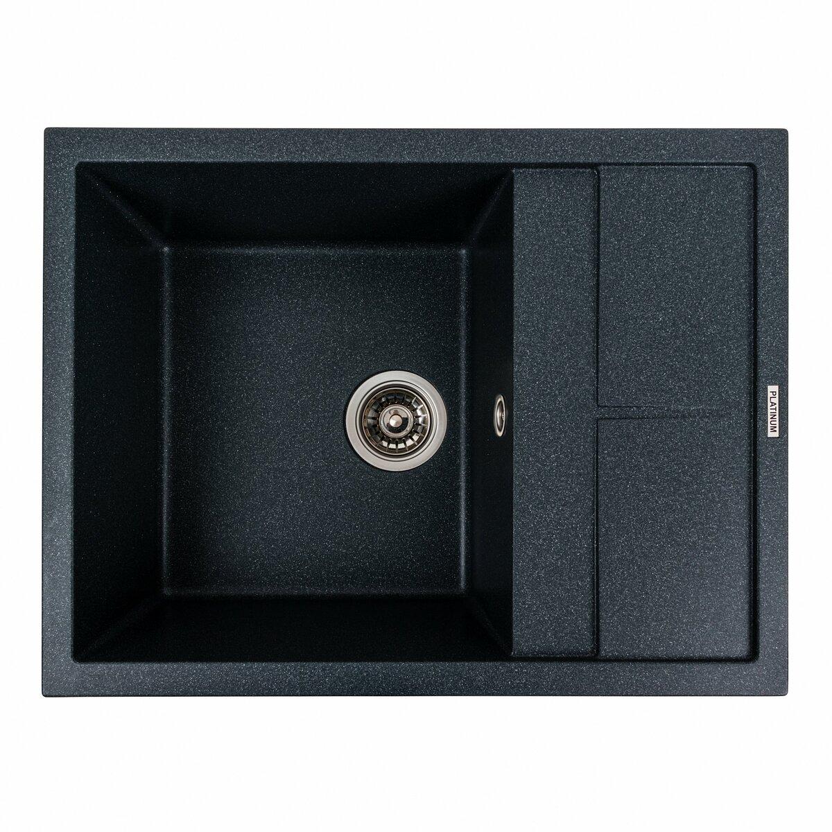 Гранітна мийка для кухні Platinum 6550 LOTOS матовий Антрацит, фото 1