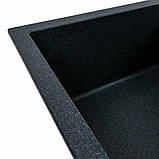 Гранітна мийка для кухні Platinum 6550 LOTOS матовий Антрацит, фото 2