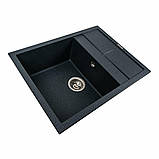 Гранітна мийка для кухні Platinum 6550 LOTOS матовий Антрацит, фото 8