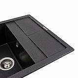 Гранітна мийка для кухні Platinum 6550 LOTOS матовий Моріон, фото 3