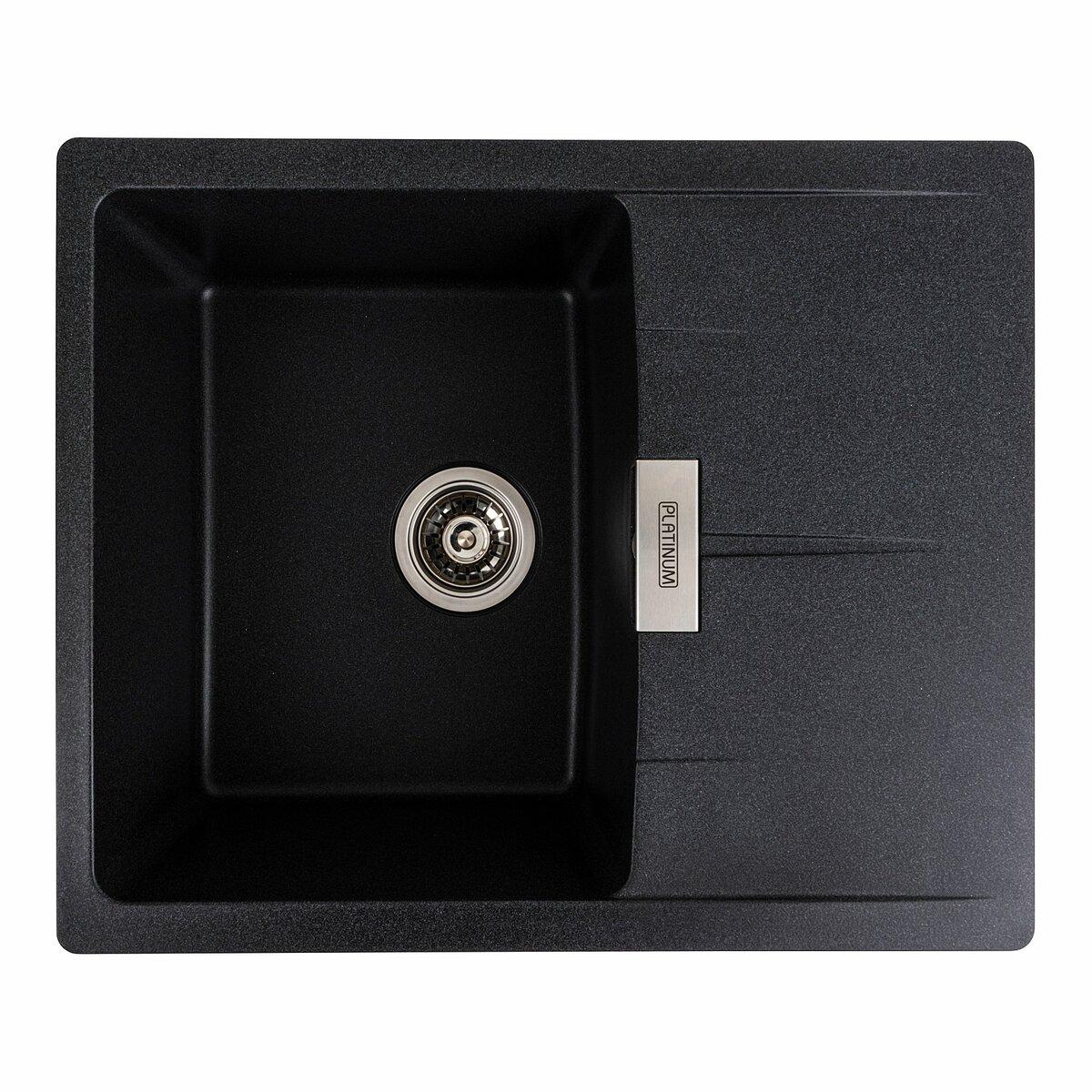 Гранітна мийка для кухні Platinum 6250 ZIRKONE матовий карбон, фото 1