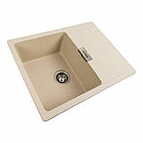 Гранітна мийка для кухні Platinum 6250 ZIRKONE матовий пісок, фото 7