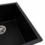 Гранітна мийка для кухні Platinum 4040 RUBA матовий чорний металік, фото 5