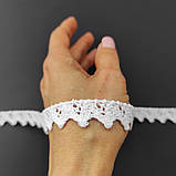 Ажурне натуральне бавовняне (лляне) мереживо білого кольору, ширина 1,5 см, фото 2