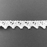 Ажурне натуральне бавовняне (лляне) мереживо білого кольору, ширина 1,5 см, фото 3