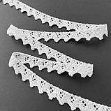 Ажурне натуральне бавовняне (лляне) мереживо білого кольору, ширина 1,5 см, фото 4