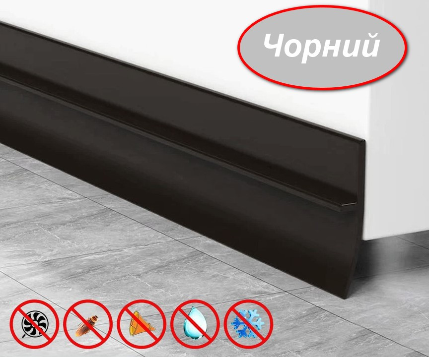 Силіконова стрічка ущільнювач для дверей, вікон, душових 100 см*36 мм Silicone Sealing Tape Black