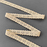 Ажурне натуральне бавовняне (лляне) мереживо бежевого кольору, ширина 1,7 см, фото 3
