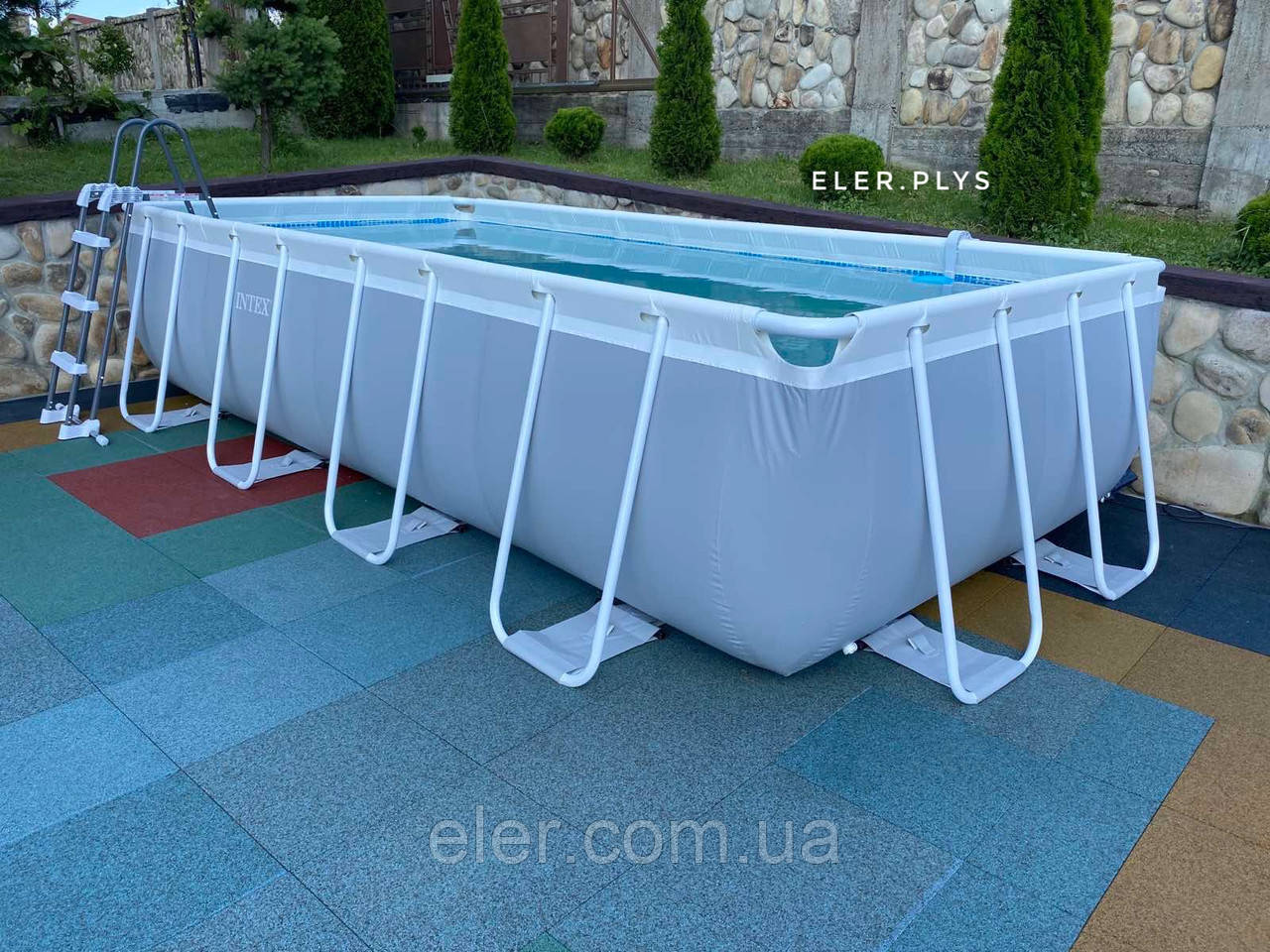 Квадратний каркасний басейн Intex 400*200*100см сірий 26788