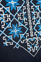 Темно-синя вишиванка для хлопчика з блакитним геометричним орнаментом розміри 110–164, фото 4