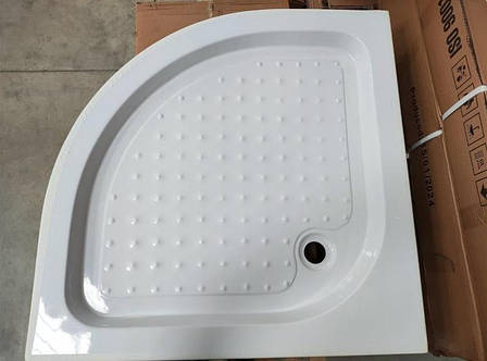 Душовий піддон 80*80*14 см напівкруглий з панеллю і ніжками Lidz KAPIELKA (Польща), фото 1