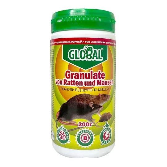 Гранули Глобал від щурів та мишей, банка 200 г, Global GlobalAgroTrade