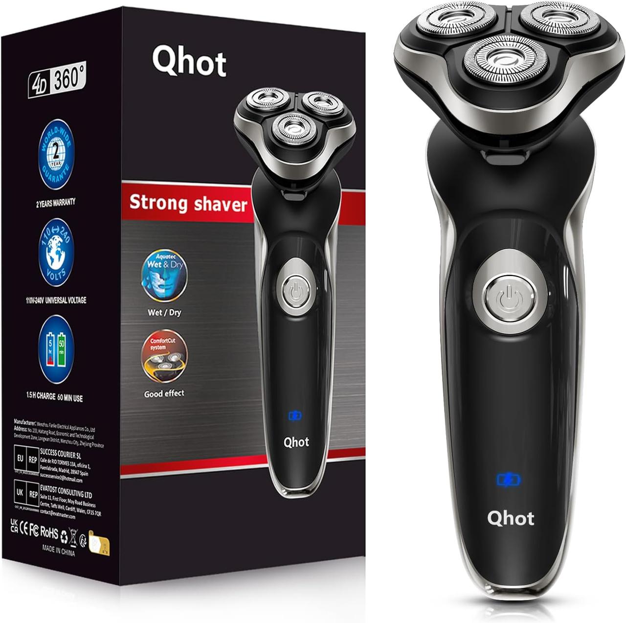 Б/У Qhot Electric Razor для чоловіків, 2024 Модернізація чоловічих бездротових електричних бритв для бритв для бороди