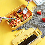 Набір для ланчу - термосумка, ланч-бокс 1.1л, супниця 0.3л Plastic, жовний, фото 3