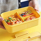 Набір для ланчу - термосумка, ланч-бокс 1.1л, супниця 0.3л Plastic, жовний, фото 4