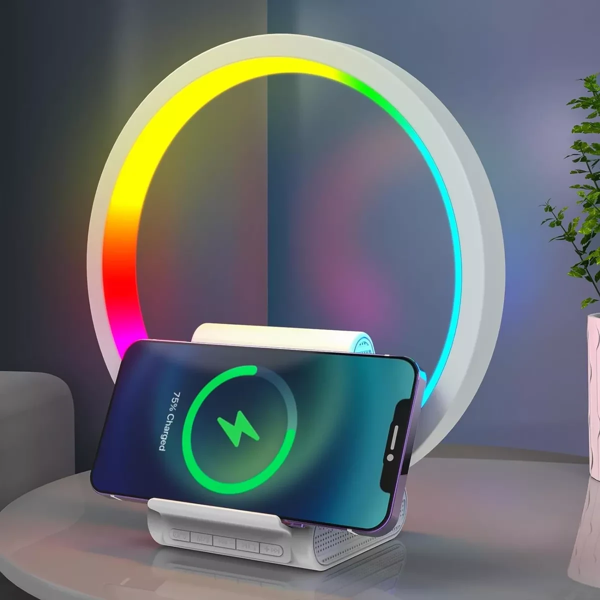 Бездротова зарядка WiWU wi-w021 4в1 15W + колонка 5W + RGB-підсвічування + радіо