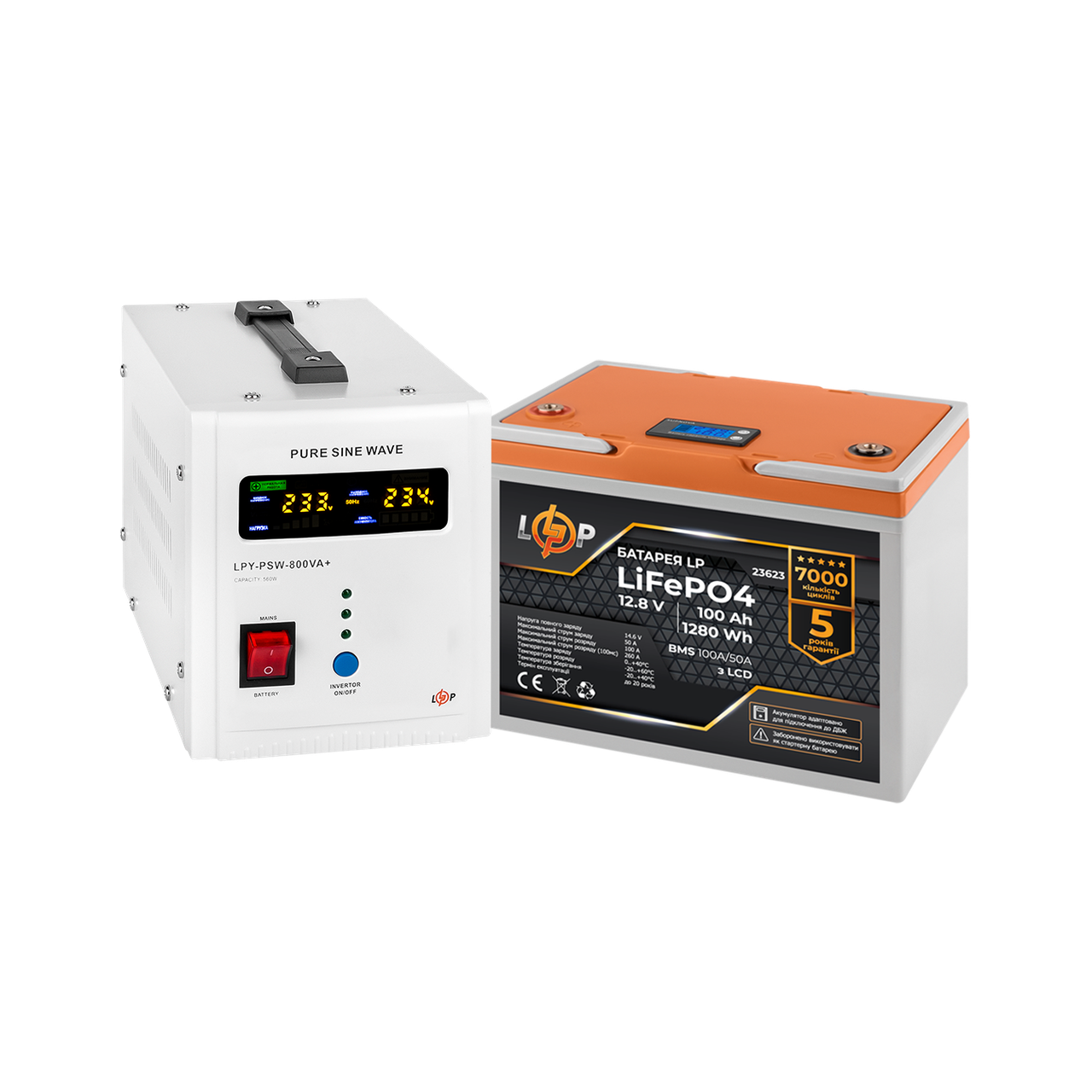 Комплект резервного живлення LP (LogicPower) ДБЖ + літієва (LiFePO4) батарея (UPS W800+ АКБ LiFePO4 1280W)