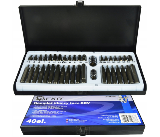 Набір біт для шуруповерта 40 шт Torx/Spline/HEX Geko Біти для шуруповертів, фото 1