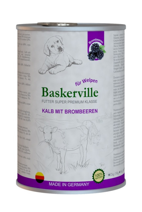 Вологий корм Baskerville Super Premium для цуценят телятина з ожиною, 800 г