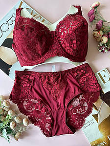 80/85F Бордовый комплект женского нижнего белья больших размеров