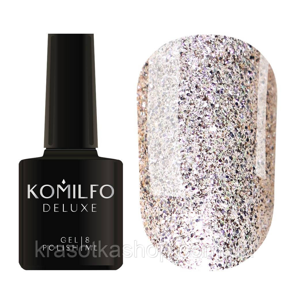Гель-лак Glitter Colletion G005 (світло-золотисті блискітки з легким рожевим переливом) Komilfo, 8 мл
