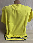 Жіноча стильна жовта футболка з коротким рукавом із красивим сріблястим принтом, фото 8